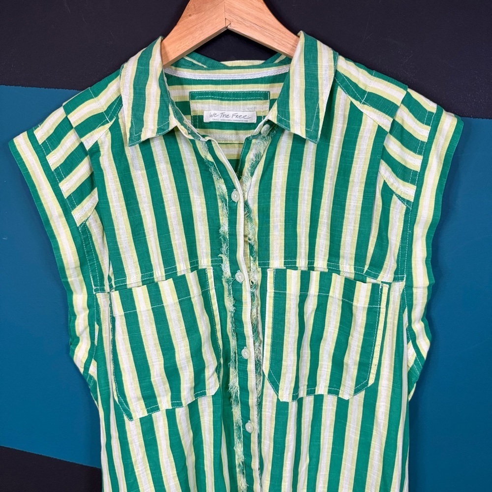 We The Free Half Moon Striped Tunic size small Coastal Resortwear 100% Cotton - Picture 5 of 10